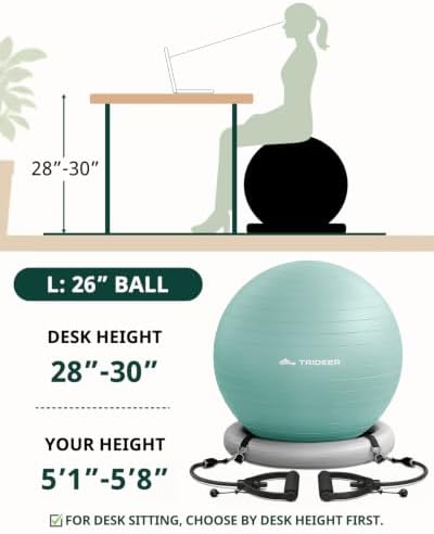 Trideer Exercise Ball Chair – Yoga Ball Chair for Office, Pregnancy & Home
