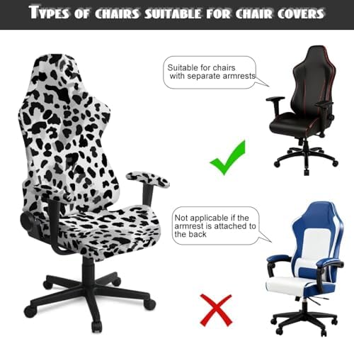 Cow Print Stretch Gaming Chair Cover with Armrest Covers Non Slip Anti Scratch Gaming Chair Slipcover