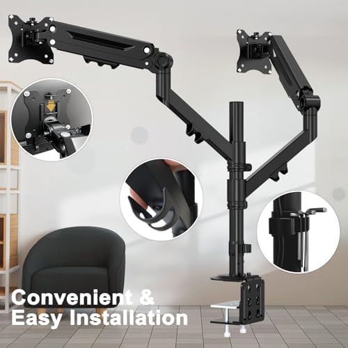 Dual Monitor Mount for 17-40'', Holds up to 26.4 lbs/arm