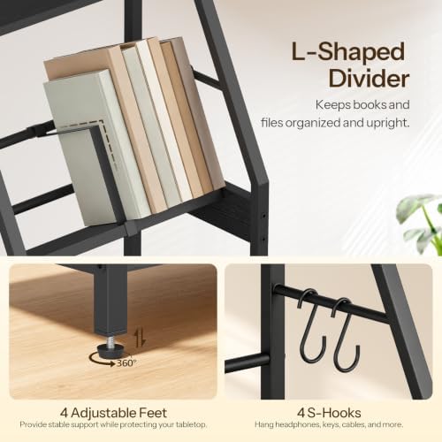 HOOBRO Desktop Bookshelf, 3-Tier Desk Organizer Shelf, Small Office Shelves
