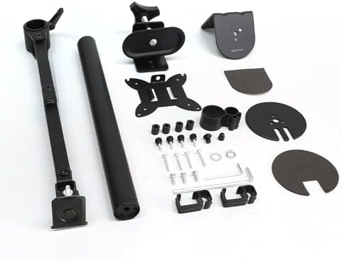 Amazon Basics Adjustable Single Monitor Arm Desk Mount, Holds up to 32" (38” Ultrawide) and 22 lbs, Adjustable Tension, VESA 75x75/100x100, Black