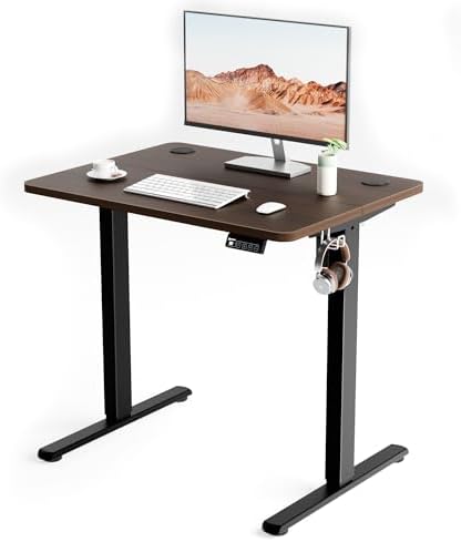 Small Standing Desk, 32"x24" Height Adjustable Sit-Stand Office, Walnut