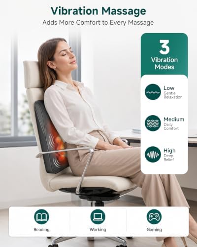 Snailax 4D Shiatsu Back Massager with Heat, Deep Tissue Neck Massager