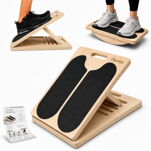 2-in-1 Wooden Slant Board for Calf Stretching & Balance Board