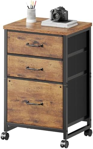 Maihail 3 Drawer File Cabinet on Wheels Fits A4 Size for Home Office