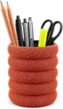 PowerTRC 3D Printed Grideo Pen Holder for Desk – Modern Pencil Cup Organizer, Office Supplies Holder, Classroom Teacher Desk Decor, Home Office Gift, Made in USA (Terracotta)