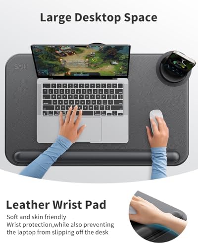 SAIJI Laptop Lap Desk with External Monitor Holder Fits Up to 17" Laptops
