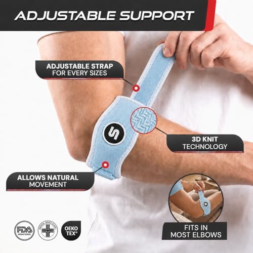 Sleeve Stars Tennis Elbow Brace for Men & Women, 9"-23" (Pair/Light Blue)