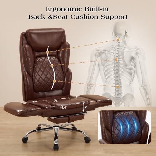 Big and Tall Executive Criss Cross Office Chair with Footrest Flip Armrest