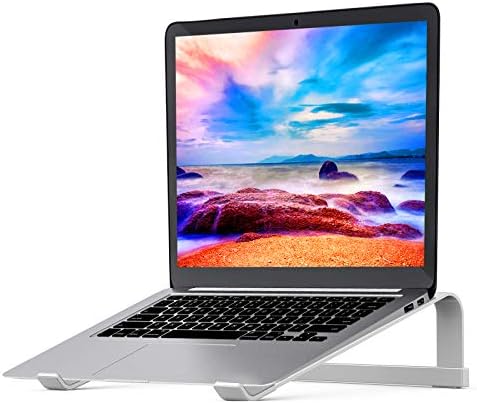 LENRUE Laptop Stand for Desk，Stable MacBook Pro Stand，Ergonomic Aluminum Computer Riser for 12 13 15 16.2 inch ，Computer Cooling Stand for Mac MacBook Pro Air,HP, Dell, More PC Notebook (Silver)