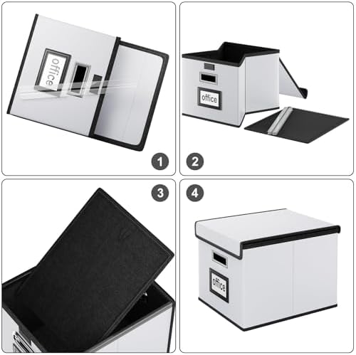 File Organizer Box with Lids, Collapsible File Folder Organizer