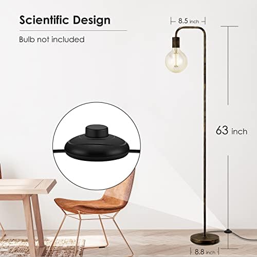 BoostArea Floor Lamp, Bronze Industrial Floor Lamp, 63 Inch Antique Standing Lamp, E26 Socket, Whole Metal, ETL Listed, Modern Stand Up Lamp for Bedroom, Living Room, Minimalist, Vintage, Mid Century