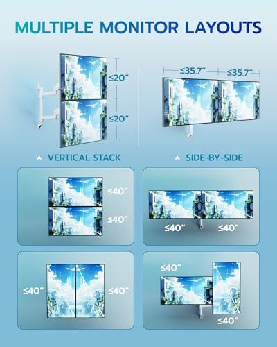 ARES WING 17-40 Inch Ultrawide Vertical Dual Monitor Wall Mount, White