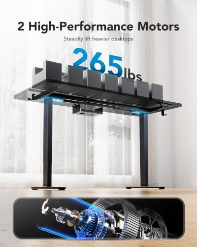 HUANUO Dual Motor Electric Standing Desk Frame, 265 lb Capacity, Black