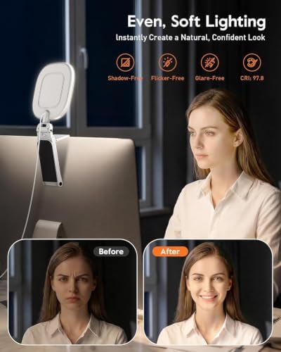 LitONES Ring Light for Laptop, Monitor, Desk, Eye-Caring Diffused LED Light