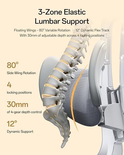 Hbada E3 Air Ergonomic Office Chair, 3-Zone Lumbar Support, Comfy Home Office Chair with Auto Recline, 4D Headrest & Armrests, 140° Tilt for Work & Relax, Mist Gray