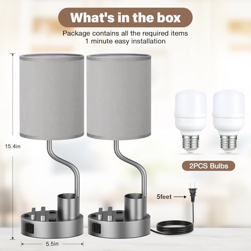 Fenmzee Bedside Lamps for Bedroom Set of 2 - Table Desk Lamp for Nightstand