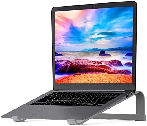LENRUE Laptop Stand for Desk，Stable MacBook Pro Stand，Ergonomic Aluminum Computer Riser for 12 13 15 16.2 inch ，Computer Cooling Stand for Mac MacBook Pro Air,HP, Dell, More PC Notebook (Space Gray)