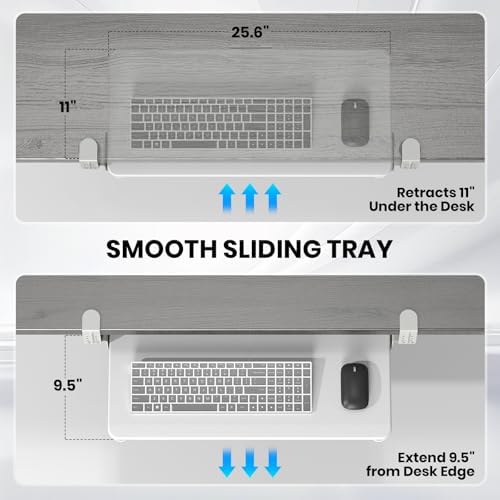 Large Keyboard Tray Under Desk, Pull Out Keyboard & Mouse Tray for Typing