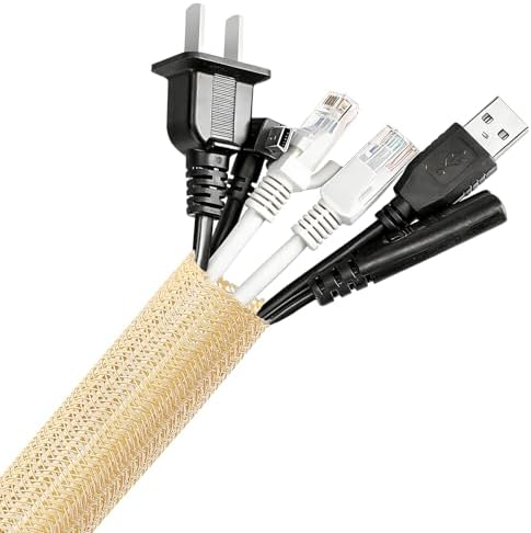 AGPTEK Cable Sleeve, 20ft - 1 inch Cable Management Cord Hider, Wood Color