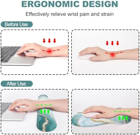 Ergonomic Mouse Pad with Wrist Rest and Keyboard Wrist Rest, Gel Mousepad