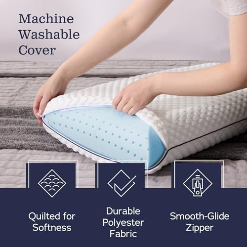 WEEKENDER Gel Memory Foam Pillow - Standard Size - Medium Firm Feel - Neck and Shoulder Support - Side & Back Sleepers - Home, Hotel, & Hospital Essentials - CertiPur Certified (Pack of 6)
