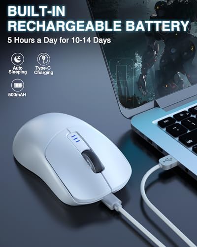AULA SC580 Wireless Gaming Mouse, Tri-Mode White Gaming Mice & 12000 DPI