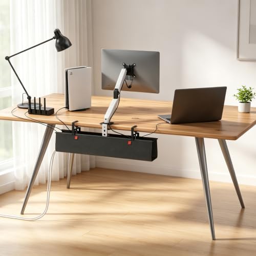 Heavy Duty No Drill Under Desk Cable Management Tray 28 inch