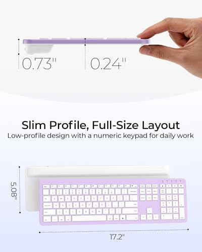 seenda Rechargeable Wireless Keyboard and Mouse Combo, Purple