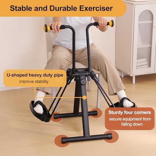 Pedal Exerciser Bike for Seniors, Arm Leg Hand and Knee Elderly Exercise Equipment, Sitting Home Exercise Machine for Total Body, Upper and Lower Limb Trainer