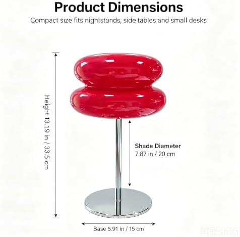 Bedroom Mushroom lamp, Medieval Modern Bedside Table lamp, dimmable Retro Egg Tart Headlight, Unique Home Mushroom Decoration Aesthetic Lovely Living Room Desk lamp (Red)