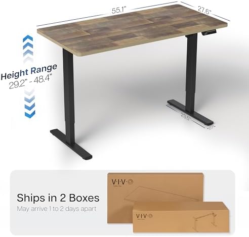 VIVO Reclaimed Wood 55 x 28 in Standing Desk, DESK-KIT-1B55P