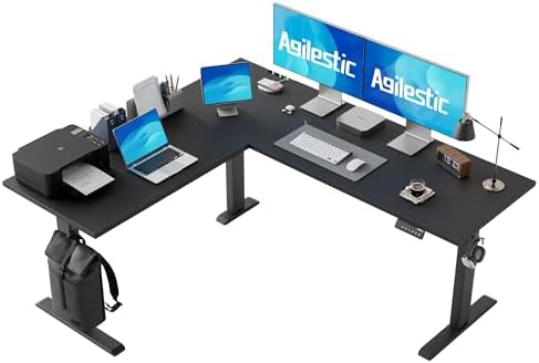 Agilestic L Shaped Electric Standing Desk Adjustable Height, 63 Inch, Black