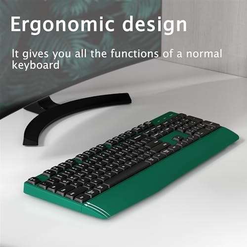 Links9+ Ergonomic Wireless Bluetooth Keyboard with Wrist Rest(Green)
