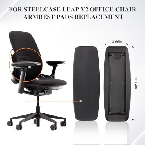 Replacement Arm Pads Caps for Steelcase Leap V2 Office Chair, Ergonomic Comfortable Foam Padding, Office Chair Arm Pads Replacement（Black）