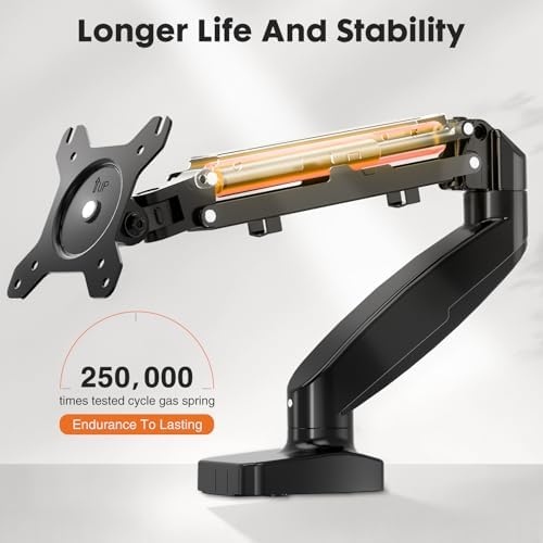 Simple Deluxe Single Monitor Arm, 13" to 32" Adjustable Desk Monitor Stand Mount, Black