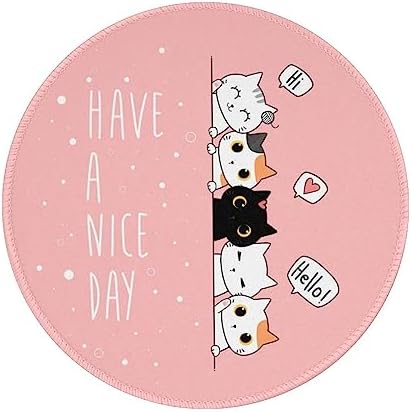 Cute Big Eye cat Greeting Cartoon cat Mouse pad Cute,Gaming Mouse pad Small Non-Slip Round Mouse Pads for Wireless Mouse,Laptop,Desk