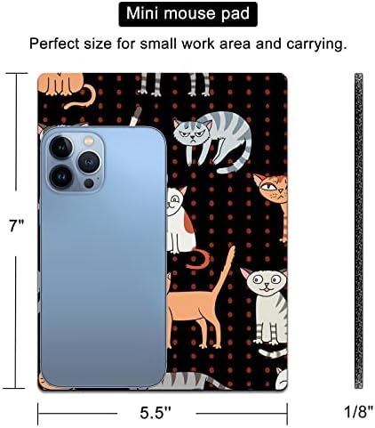 Small Mouse Pad Cute, Mini Mouse Pads for Wireless Mouse and Laptop, Travel Mousepad with Designs - Funny Cats, Portable Mouse Mat with Non-Slip Rubber Base and Waterproof Cloth - 5.5 x 7 in