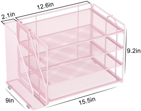 Spacrea Desk Organizers and Accessories, Paper Organizer for Desk with File organizer, Desk Accessories & Workspace Organizers for Office Supplies (Pink)