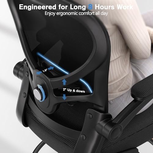 Alolo Drafting Office Chair with Foot Rest,Ergonomic Chair with Footrest for Standing Desk,Adjustable Mesh Lumbar Support Chairs with Flip-up Armrest and Heavy Duty Rolling(Black)