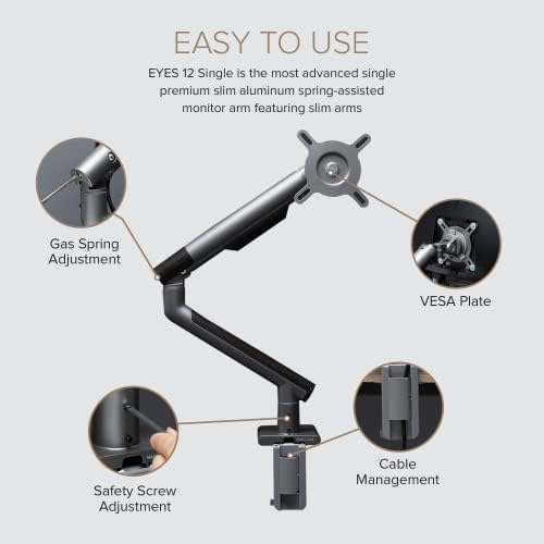 POUT E12 Dual Monitor Arm Mount Stand – Adjustable Full Motion Desk Mount for 17’’-32’’ Screens, Supports 4-22lbs per Arm, VESA 75x75mm & 100x100mm (White/Silver)