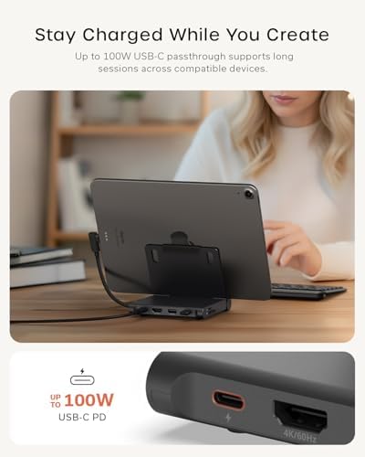 Satechi OntheGo Foldable USB-C Stand Hub, 4K/60Hz HDMI Display, Space Black