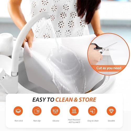 AHWEKR Silicone Table Pad 15" x 39" – Cut-to-Fit Waterproof Table Protector with Non-Slip Backing – Heat-Resistant Dining Pad for Daily or Under Tablecloth Use