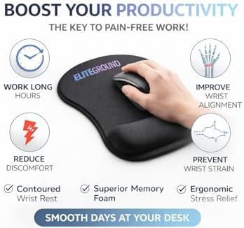 Ergonomic Mouse Pad with Wrist Support, Memory Foam Mousepad for Laptop Computer PC Mac Gaming Office, Non Slip Rubber Base, Comfortable Wrist Rest for Home Work Desk