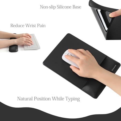 UnivoColors Design-Wave Set of Keyboad Wrist Rest & Mouce Pad,Artificial Sheepskin+Memory Foam+Ergonomic+Anti-Slip Gel, Resilience Support During Work and Gaming,Keyboard Accessory,Tangerine