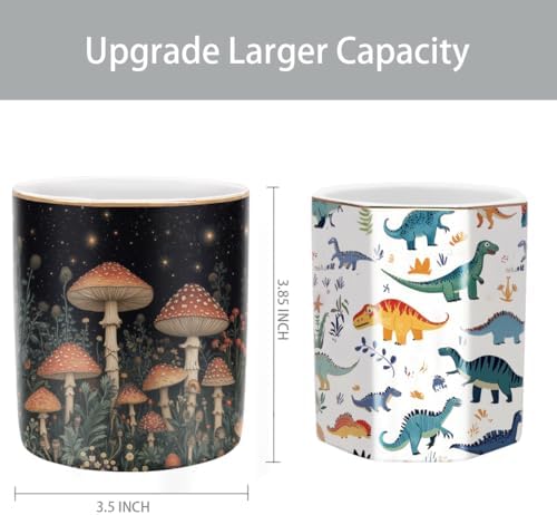 Cute Pen Pencil Holder for Desk, Durable Ceramic Organizer Decor for Room, Office, Classroom, Mushroom Pattern