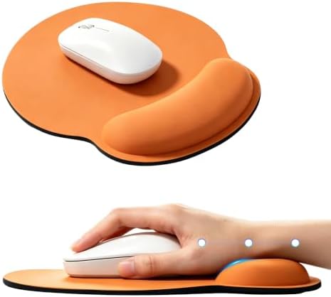 Ergonomic Mouse Pad with Wrist Rest, Lycra Surface, Orange
