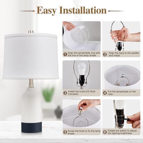Luvkczc Ceramic Table Lamp Set of 2, Adjustable Color Temperature