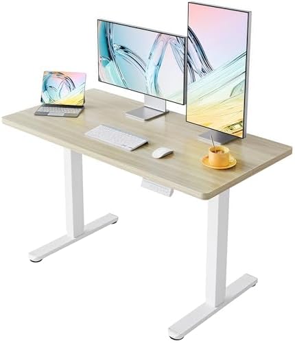 HUANUO 48x24 Inch Electric Standing Desk, Height Adjustable, Natural