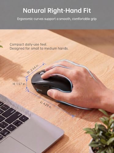 hunart H6 49g Wireless Mouse, Bluetooth & 2.4GHz, USB-C Charging, Black
